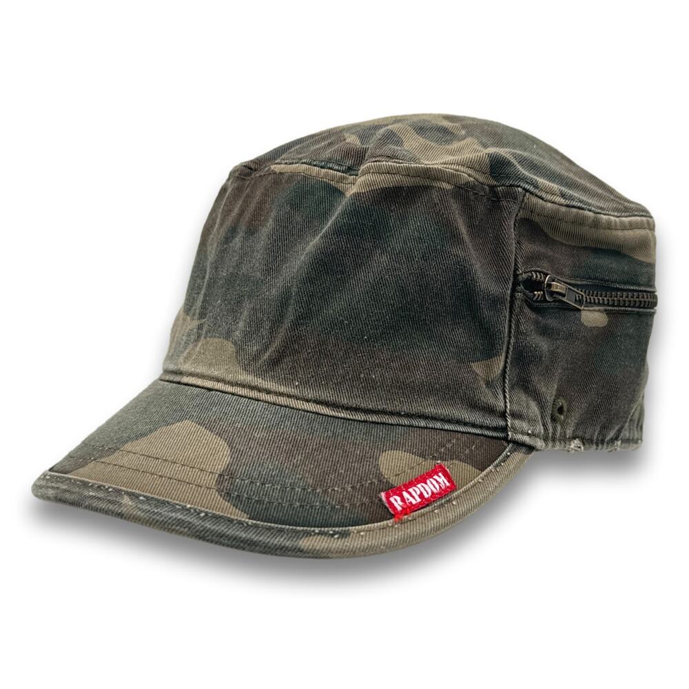 Army Cadet Hat Distressed Round Top BDU Baseball Castro Cap With Zippered Pocket